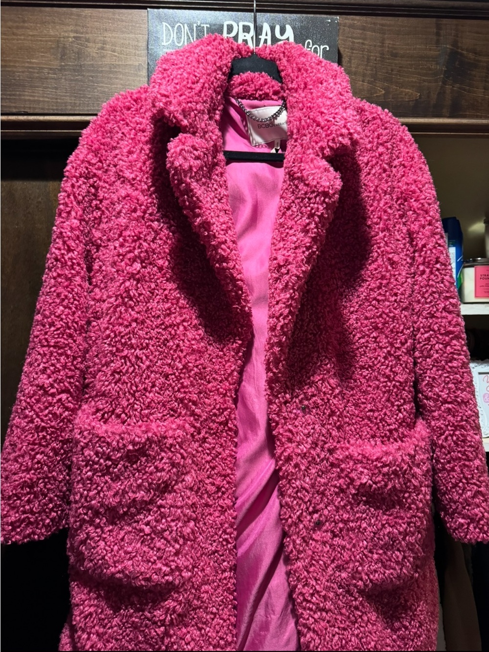 BCBGeneration Hot Pink Teddy Coat